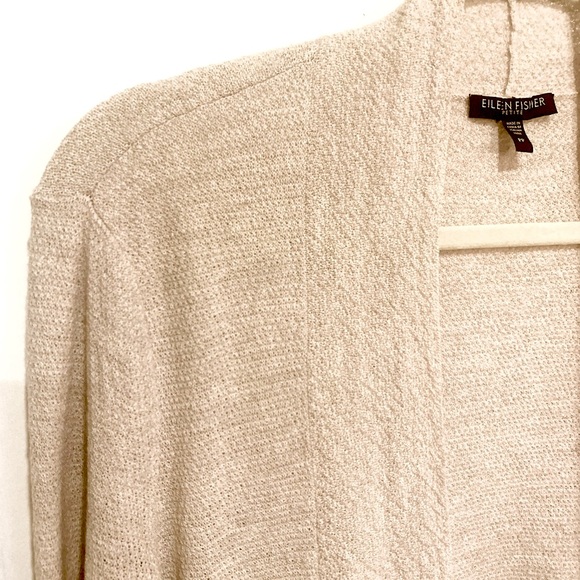 Eileen Fisher Open Cardigan Sweater 100% Wool Oatmeal Size XS (PP) Petite - Picture 6 of 8